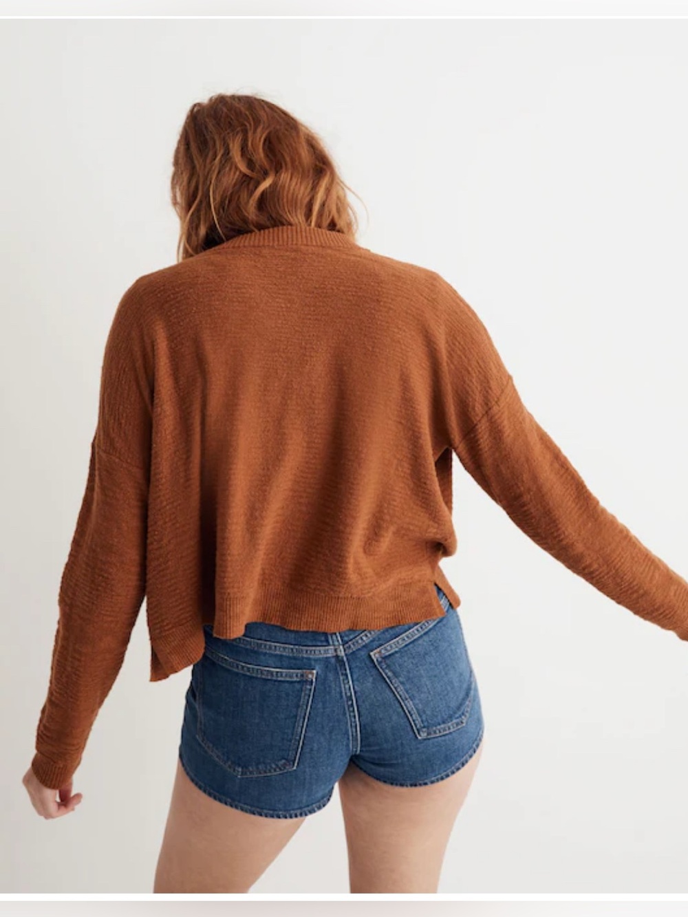 Madewell Brampton Crop Cardigan Sweater In Warm Coffee Size Medium